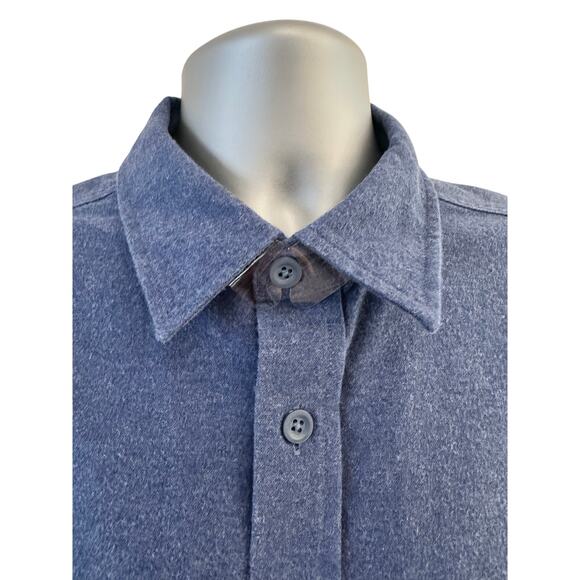 L L Bean Men's Large 0MT03 Heather Blue Flannel Chamois Cloth Soft Outdoor Shirt - Picture 2 of 10